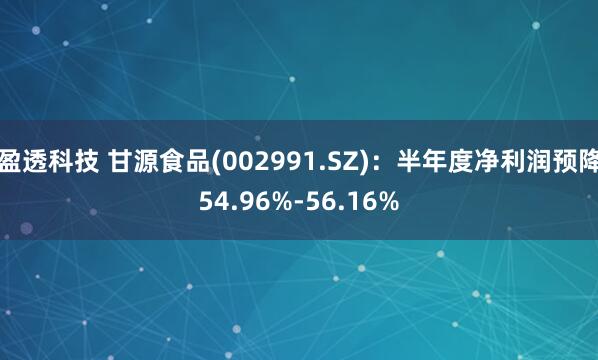 盈透科技 甘源食品(002991.SZ)：半年度净利润预降54.96%-56.16%